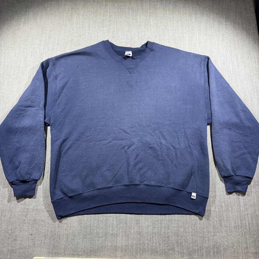 Russell Athletic Sweatshirt Mens 2XL Blue Crewneck‎ Pullover Fleece Solid